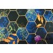 Cotton Honeycomb gold navy blue - 220cm