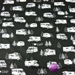 Cotton white campery cars on a black background