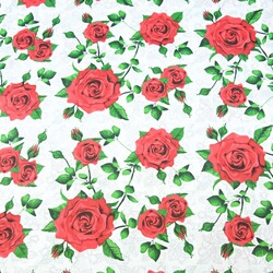 Cotton Red roses flowers on white background