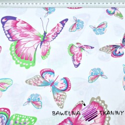 Cotton pink & blue butterflies on white background