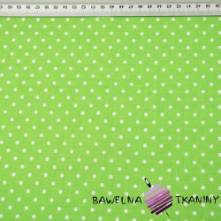Cotton white dots 4mm on green background