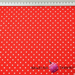 Cotton white dots 4mm on red background