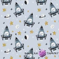 Cotton gray space rockets on a gray background