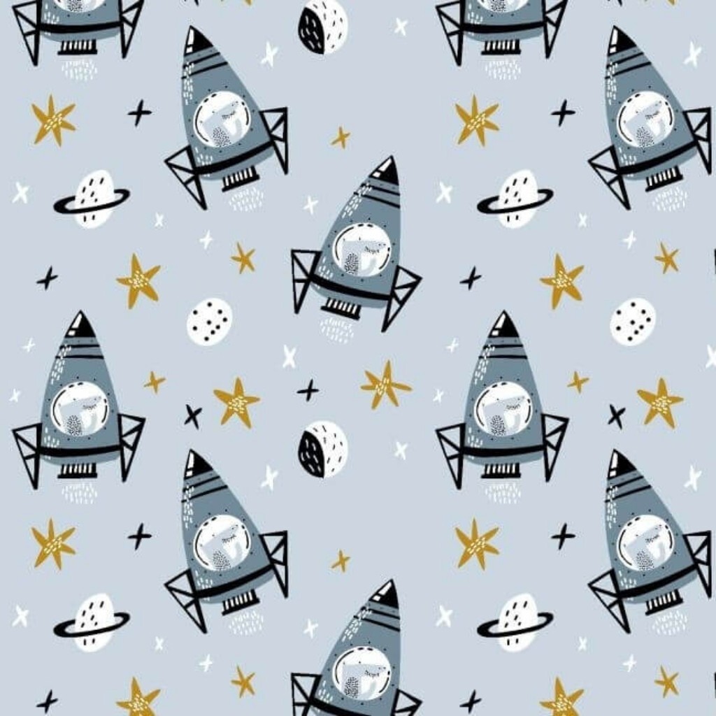 Cotton gray space rockets on a gray background