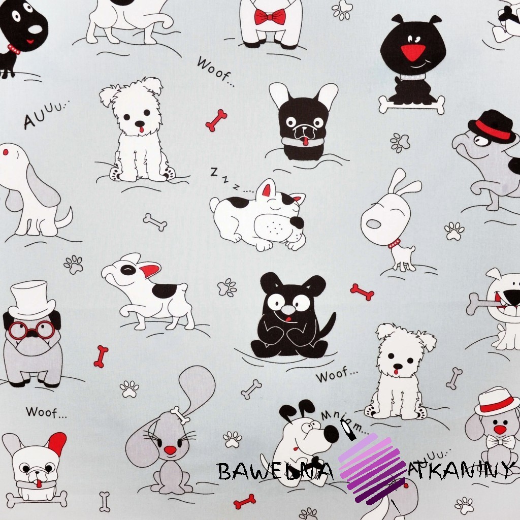 Cotton crazy dogs on gray backgrounds