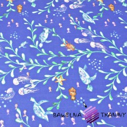 Cotton turtles and jellyfish on a navy background