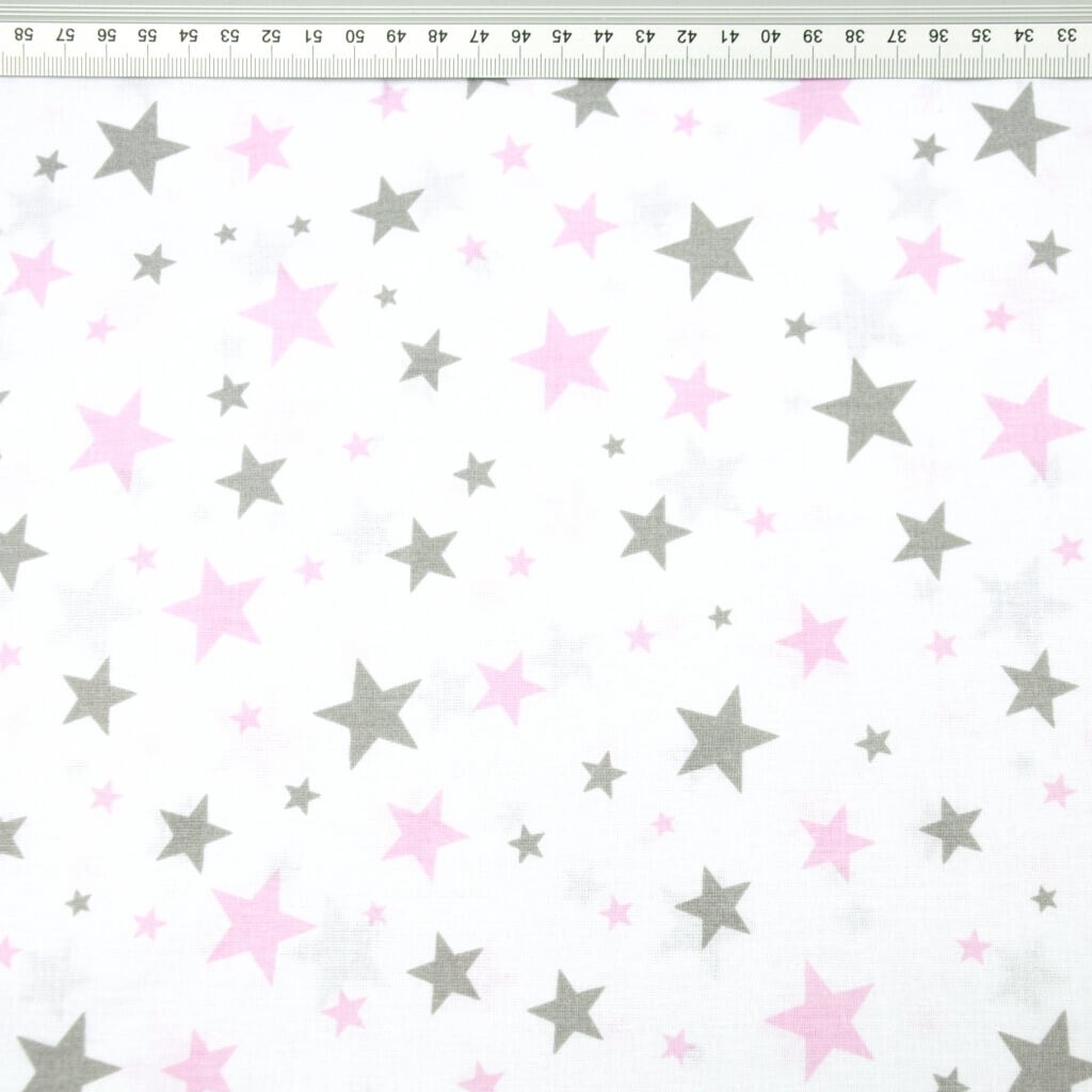 Cotton stars new small and large pink-gray on a white background