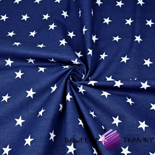Cotton navy blue with white stars 20mm