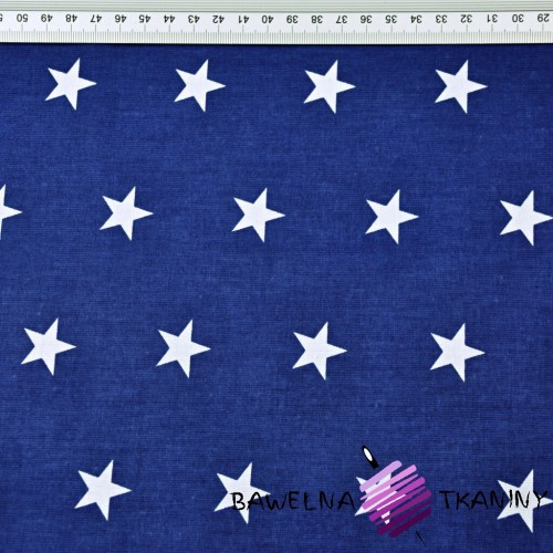 Cotton navy blue with white stars 20mm