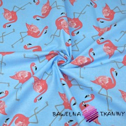 Cotton pink flamingos on blue background