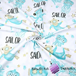 Cotton sailor turquoise on a white background