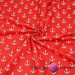 Cotton white anchor on red background