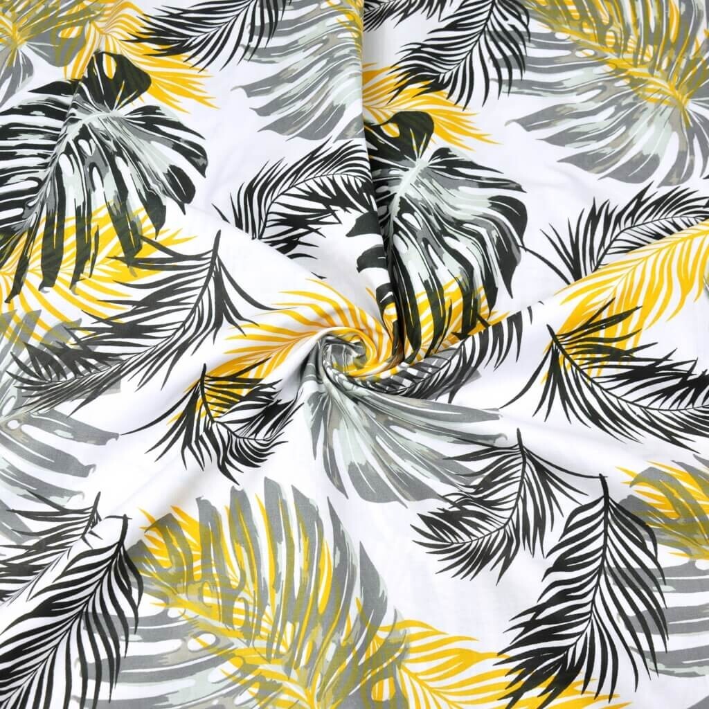 Cotton yellow-black leaves on a white background