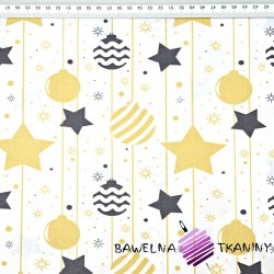 Christmas pattern with chains of baubles and gold graphite stars