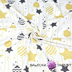 Christmas pattern with chains of baubles and gold graphite stars