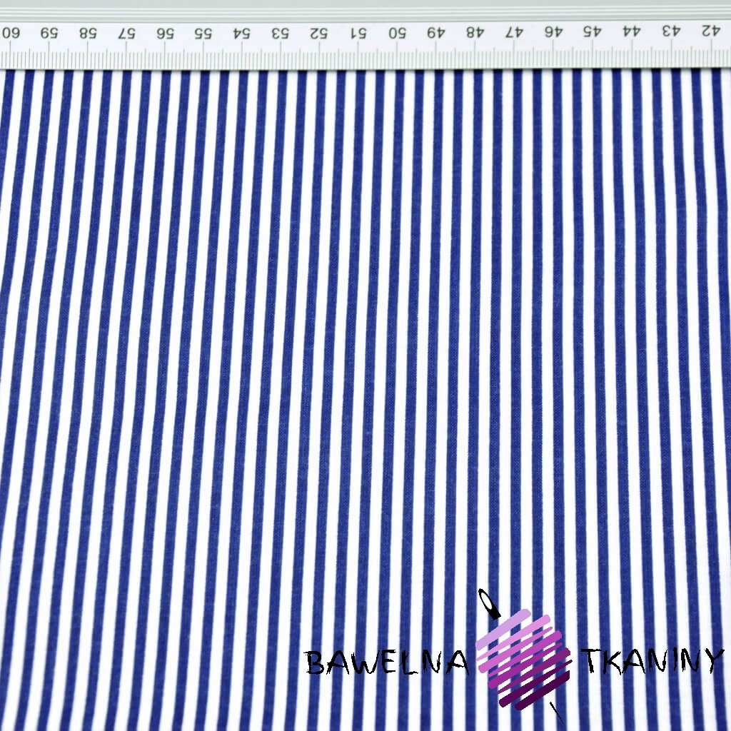 Cotton white - navy blue strips