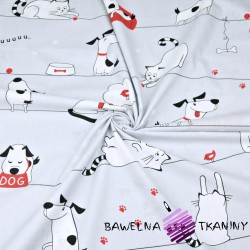Cotton dogs and kittens striped on a gray background