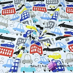 Cotton colorful cars on a white background