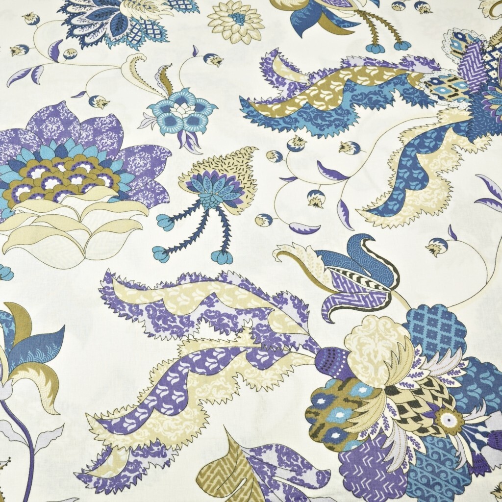 Cotton turkish pattern beige-purple on a white background