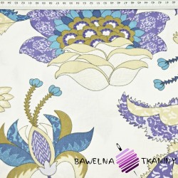 Cotton turkish pattern beige-purple on a white background