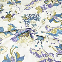 Cotton turkish pattern beige-purple on a white background