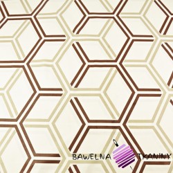 Cotton geometric beige brown honeycomb pattern