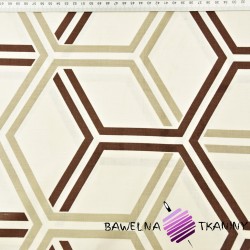 Cotton geometric beige brown honeycomb pattern