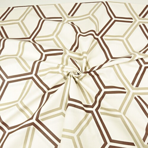 Cotton geometric beige brown honeycomb pattern -- Fabric store