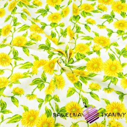 Cotton sunflowers on a white background - 220cm