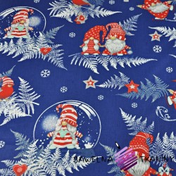 Cotton Christmas pattern sprites with fern leaves on a navy background