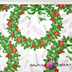 Christmas pattern red-green garlands on a white background