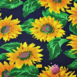sun lounger fabric sunflowers on navy blue background