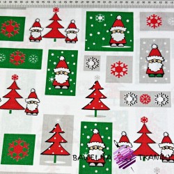 Cotton Christmas pattern patchwork green and red Santa Clauses