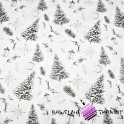 Cotton Christmas pattern of a trees in the forest on a white background
