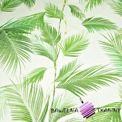 Cotton green palm leaves on off-white - 220cm
