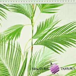 Bawełna 100% liście palmowe zielone na złamanej bieli - 220cm
