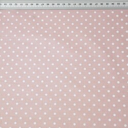 Cotton 4mm white dots on a dirty pink background