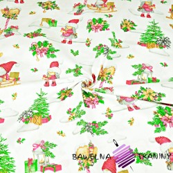 Cotton Christmas pattern gnomes on a slade on a white background