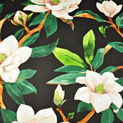 Cotton magnolias on a black background - 220cm