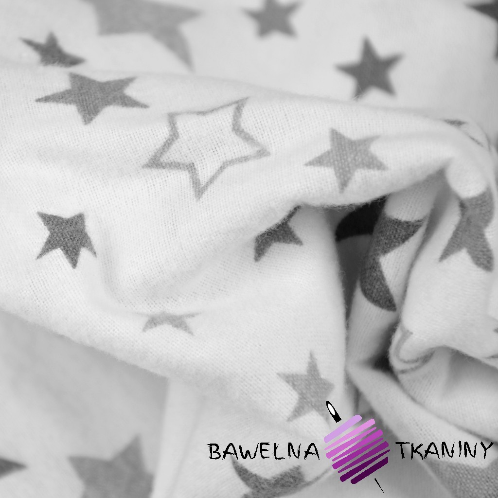 Flannel patchwork gray stars on white background