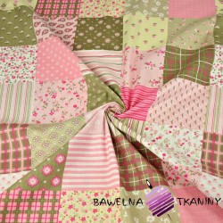 Cotton Patchwork pink and beige flowers