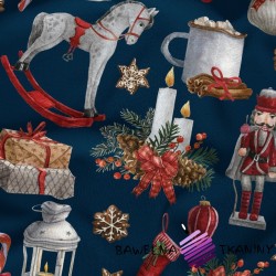 Cotton Christmas pattern soldiers on a navy background
