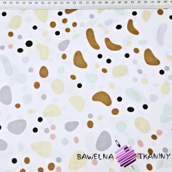 Cotton 100% Dots of colorful stones on a white background