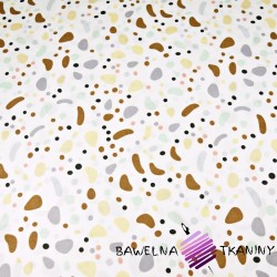 Bawełna 100% Kropki kamienie kolorowe na białym tle