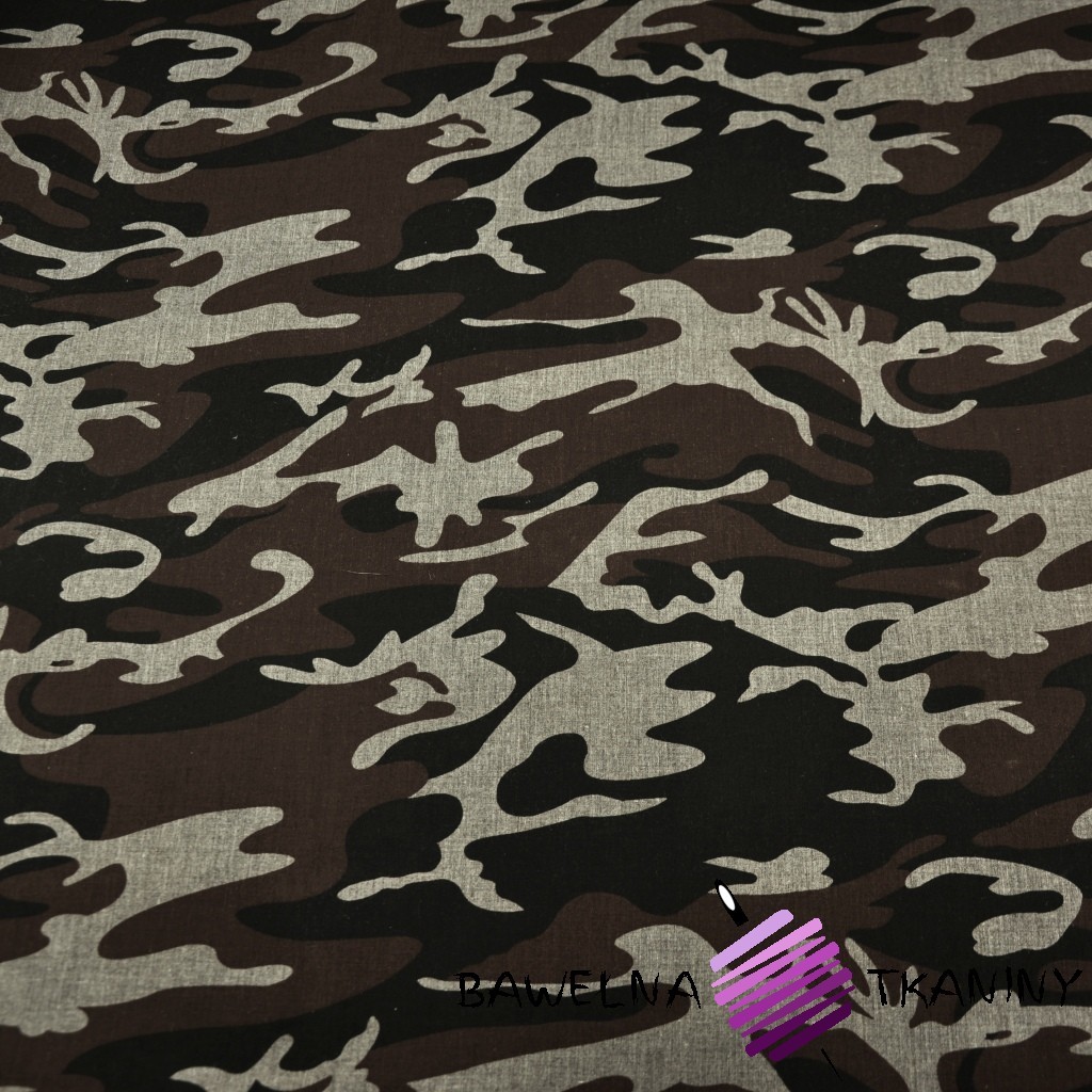 Cotton brown gray black camouflage