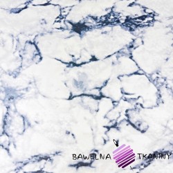 Bawełna 100% marmury niebieskie na białym tle