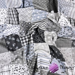 Flannel patchwork flowers gray-blue