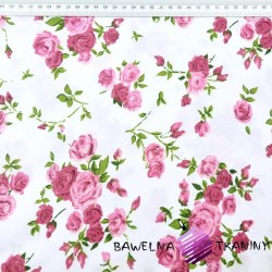 Cotton twigs of pink roses on white - 220cm