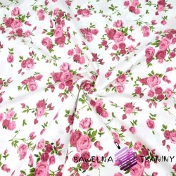 Cotton twigs of pink roses on white - 220cm