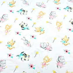 Cotton 100% colorful fairy animals isolated on white background